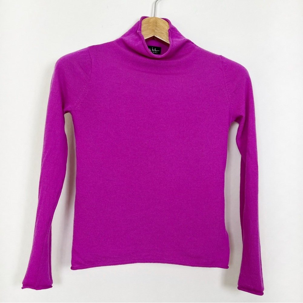 Nicole‎ Miller Pink Fuchsia Extra-Fine Merino Wool Mockneck Sweater Size Small